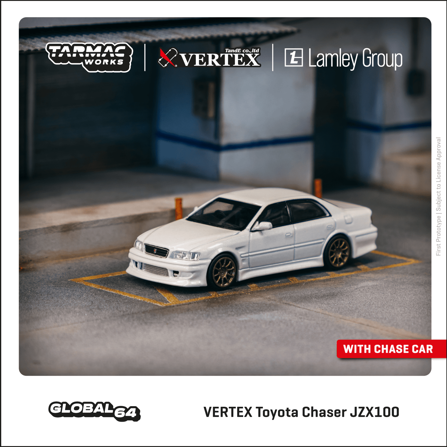 Tarmac Works VERTEX Toyota Chaser JZX100 White Metallic, Lamley Special Edition