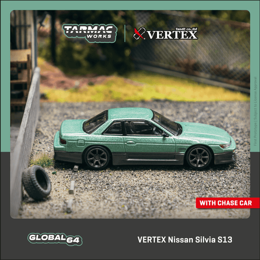 Tarmac Works x VERTEX Nissan Silvia S13 Green / Grey