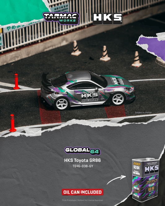 Tarmac Works 1:64 Scale Global64 HKS Toyota GR86 Grey