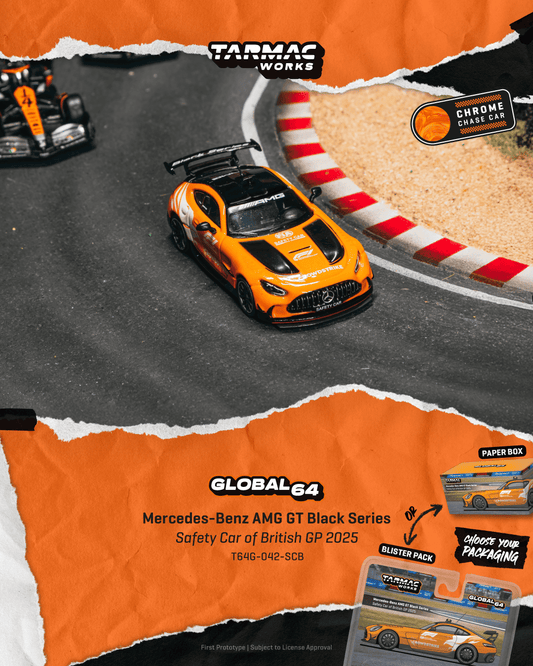 Tarmac Works GLOBAL64 Mercedes-Benz AMG GT Black Series British GP 2025 orange safety car 1:64 T64G-042-SCB