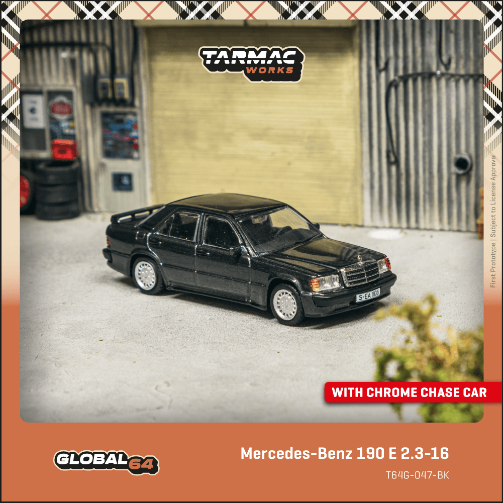 Tarmac Works 1:64 Scale Mercedes-Benz 190 E 2.3-16 Blue-Black metallic