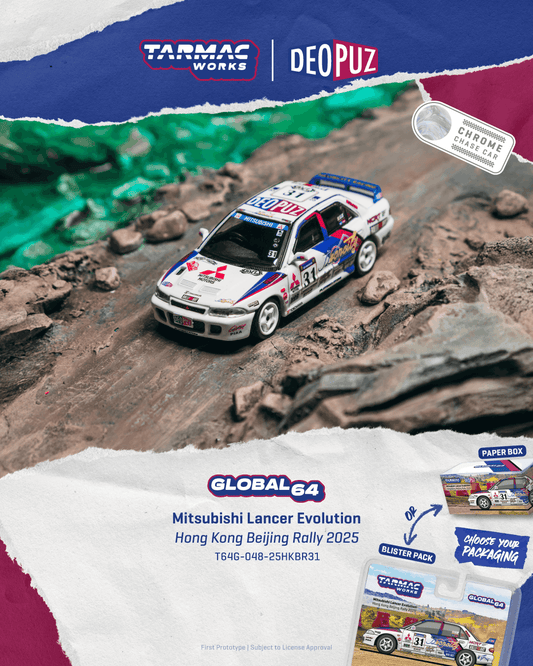 Tarmac Works T64G-048-25HKBR31 Mitsubishi Lancer Evolution Hong Kong Beijing Rally 2025
