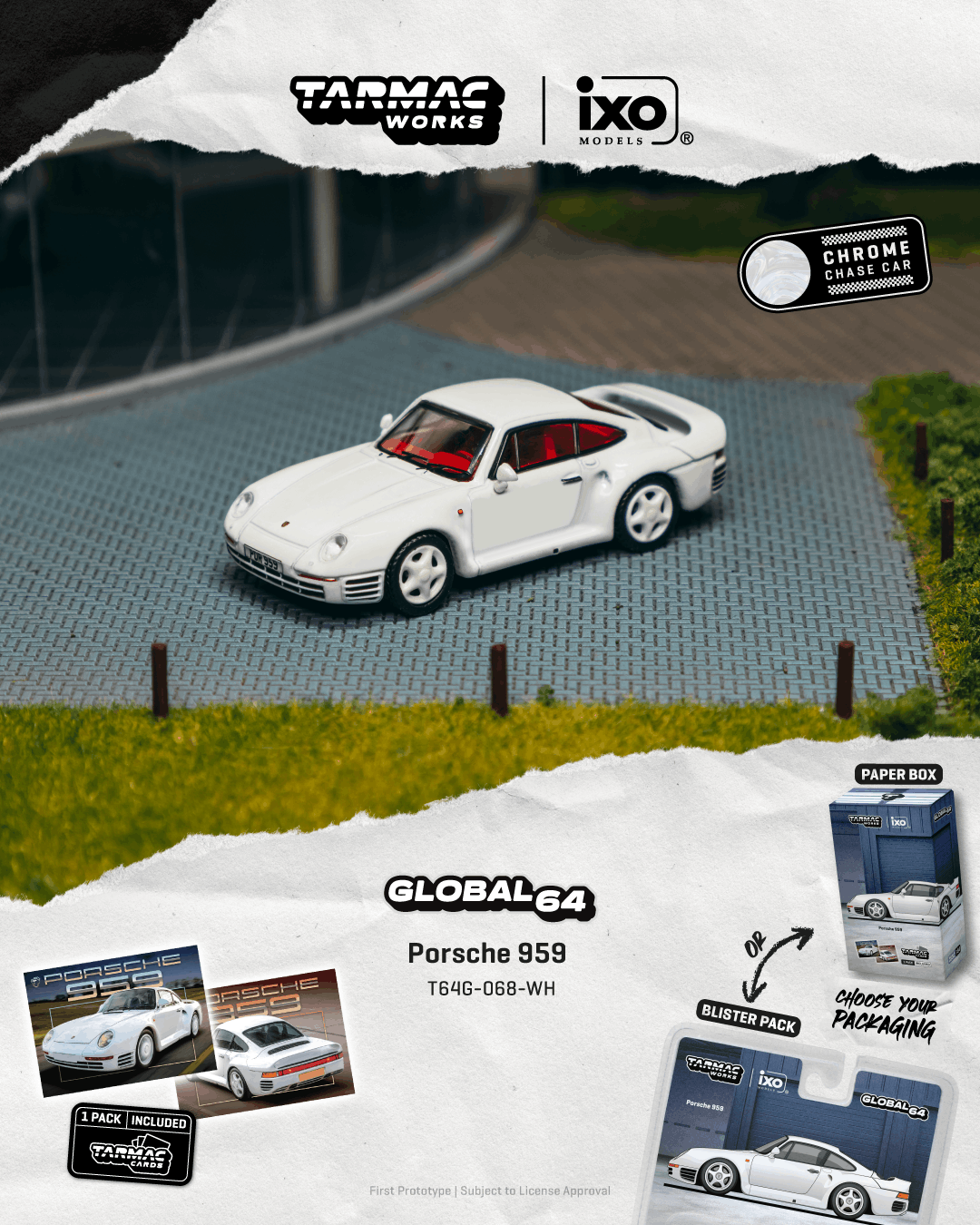 Tarmac Works Global64 Porsche 959 White-Tarmac Works-Global64-Mobile Garage HK