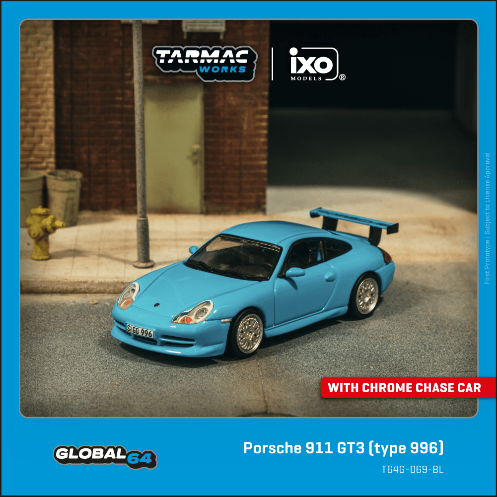 Tarmac Works 1:64 Porsche 911 GT3 (type 996) Light Blue