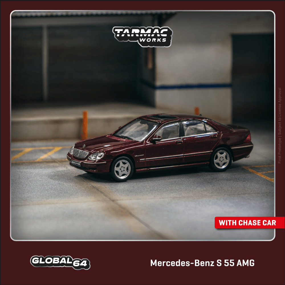 Tarmac Works Scale 1:64 Mercedes-Benz S 55 AMG Bordeaux Red Metallic