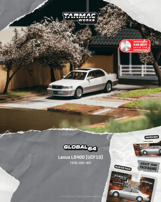 Tarmac Works 1:64 Scale Global64 Lexus LS400 (UCF10) Pearl White T64G-082-WH