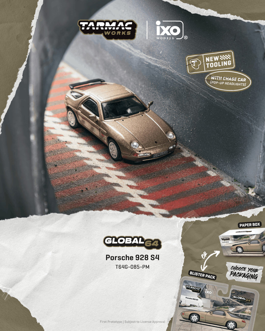 Tarmac Works Global64 Porsche 928 S4 Platinum Metallic-Tarmac Works-Global64-Mobile Garage HK
