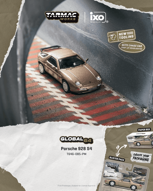 Tarmac Works Global64 Porsche 928 S4 Platinum Metallic-Tarmac Works-Global64-Mobile Garage HK