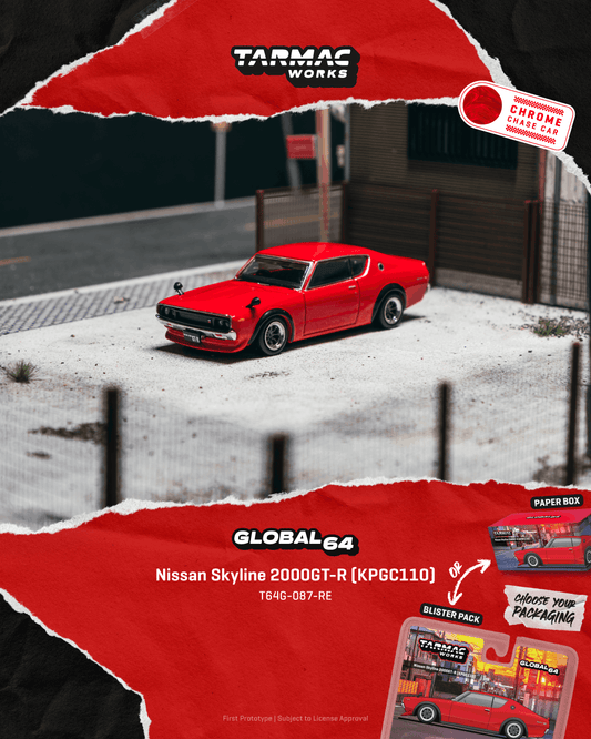 Tarmac Works T64G-087-RE Nissan Skyline 2000GT-R (KPGC110) Red