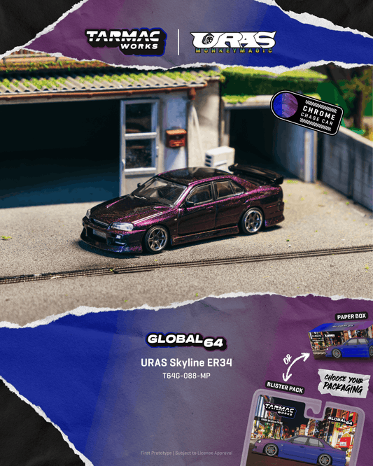 Tarmac Works T64G-088-MP URAS Skyline ER34 Midnight Purple Global64