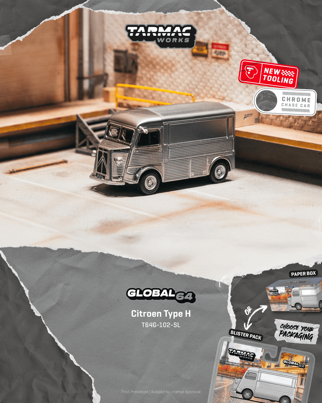 Tarmac Works GLOBAL64 T64G-102-SL Citroen Type H Silver 1:64 promotional image