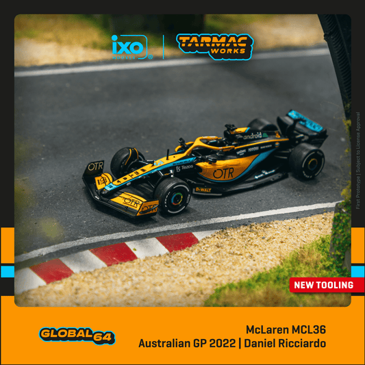 Tarmac Works 1:64 Scale McLaren MCL36 Australian Grand Prix 2022 Daniel Ricciardo