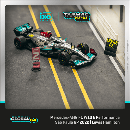 Tarmac Works 1:64 Scale Mercedes-AMG F1 W13 E Performance  Sao Paulo Grand Prix 2022  Lewis Hamilton
