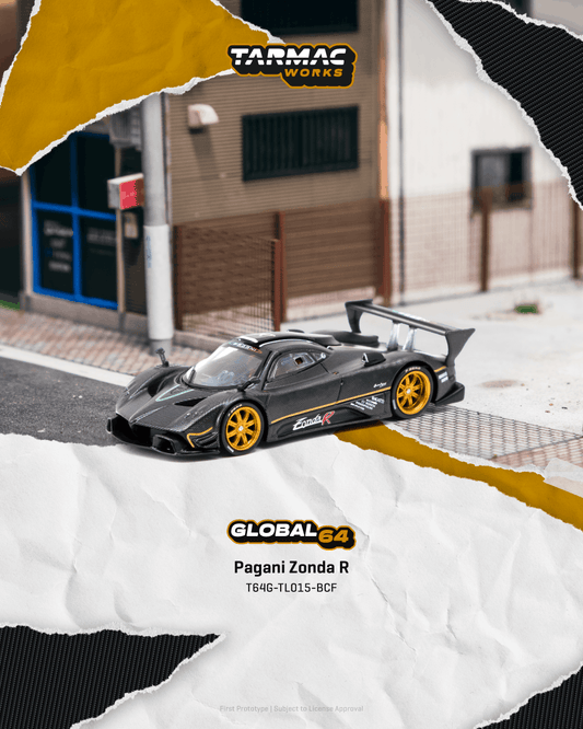 Tarmac Works 1:64 Scale Global64 Pagani Zonda R Matte Exposed Carbon Fiber