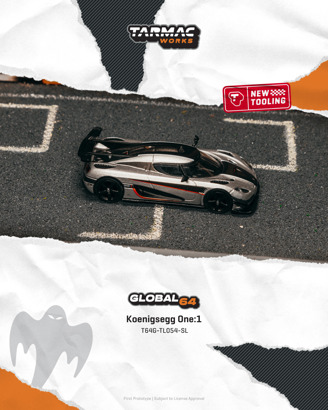 Tarmac Works 1:64 Scale Koenigsegg One:1 (Silver)