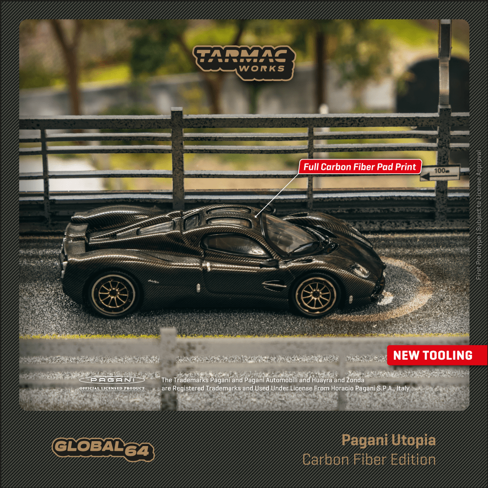 Tarmac Works 1 64 Scale Pagani Utopia CARBON FIBER EDITION Black