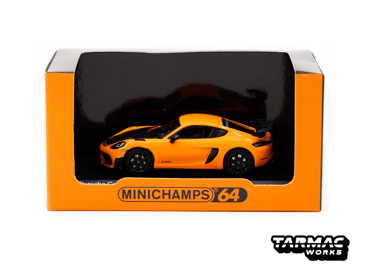 Tarmac Works x Minichamps 1/64 Porsche Cayman GT4 RS GT Pastel Orange