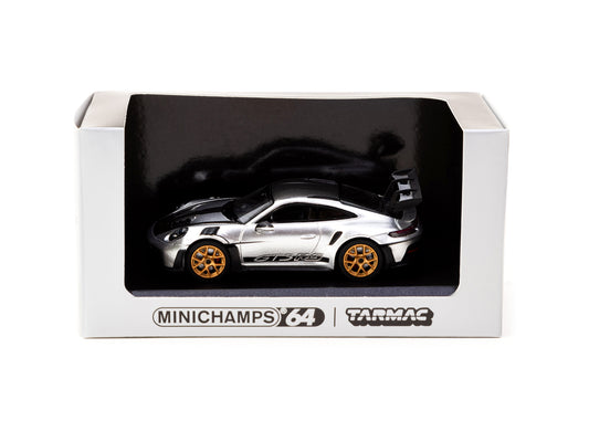 Tarmac Works x Minichamps 1/64 Porsche 911 (992) GT3 RS Silver Metallic