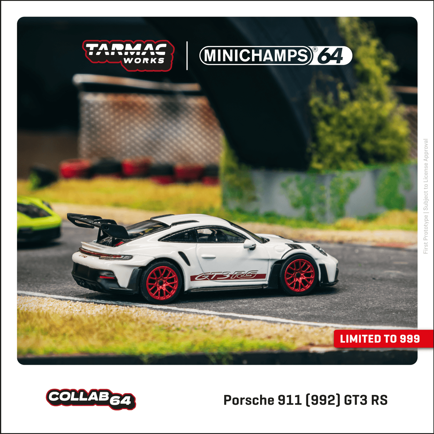 Tarmac Works x Minichamps 1/64 Porsche 911 (992) GT3 RS White / Red