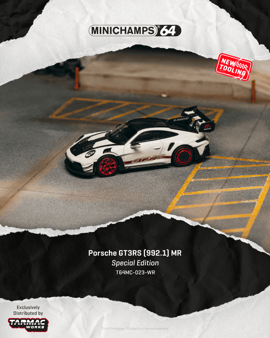 Minichamps 64 T64MC-023-WR Porsche GT3RS (992.1) MR White Red Tarmac Special Edition