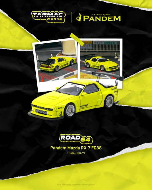 Tarmac Works 1:64 Scale Pandem Mazda RX-7 FC3S Yellow
