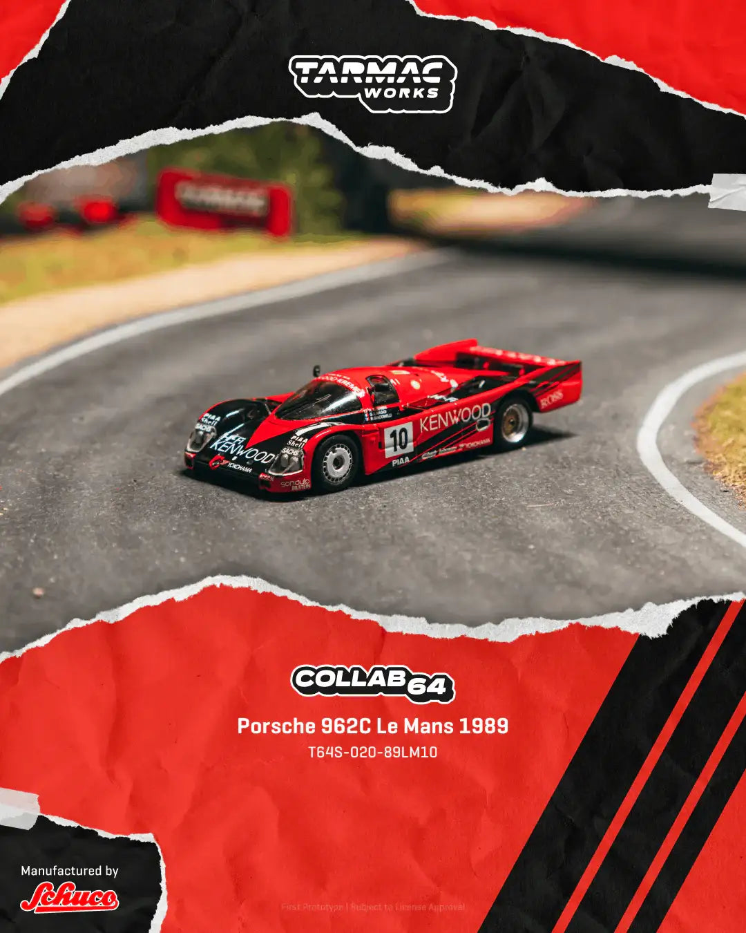 Tarmac Works Tarmac Works 1:64 Scale Porsche 962C Le Mans 1989 #10 Kenwood Collab64 x Schuco