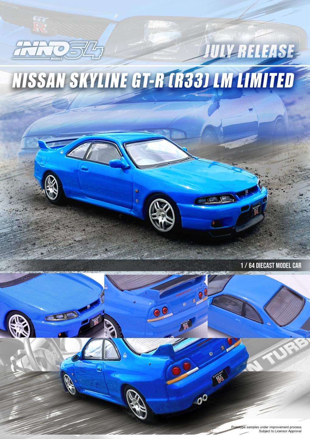 INNO64 1/64 NISSAN SKYLINE GT-R (R33) LM Limited Blue