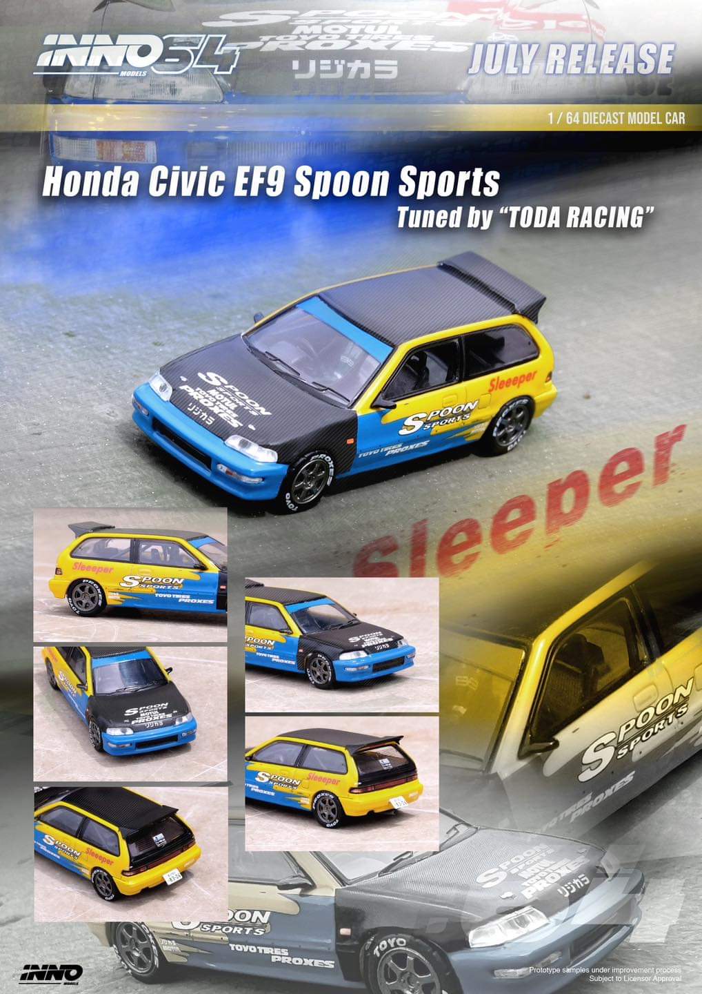 Inno64 1:64 Honda Civic EF9 Spoon Sport Tuned by Toda Racing