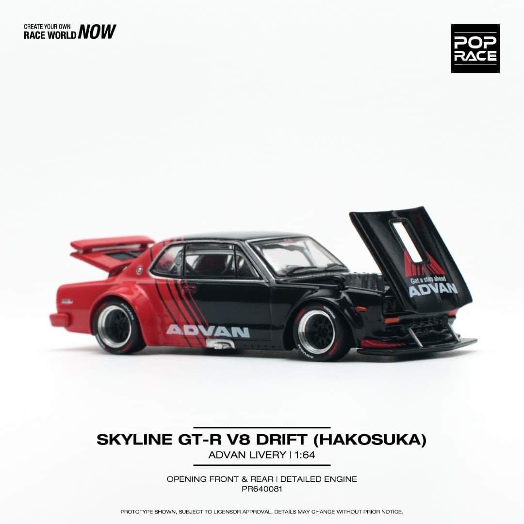 Pop Race 1/64 Skyline GT-R V8 Drift (Hakosuka) Advan Livery