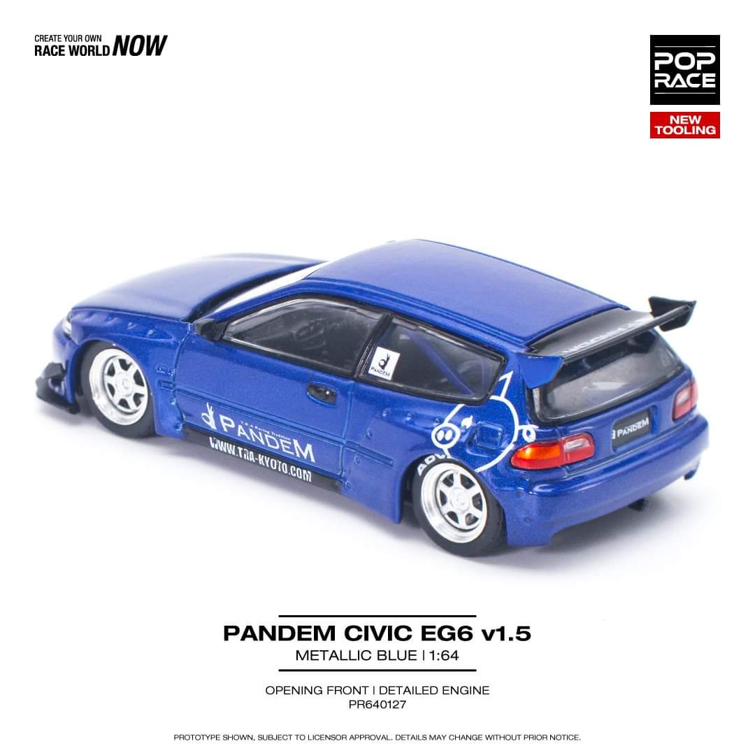 1/64 Pandem Honda Civic Eg6 Blue Metallic Ignition Model