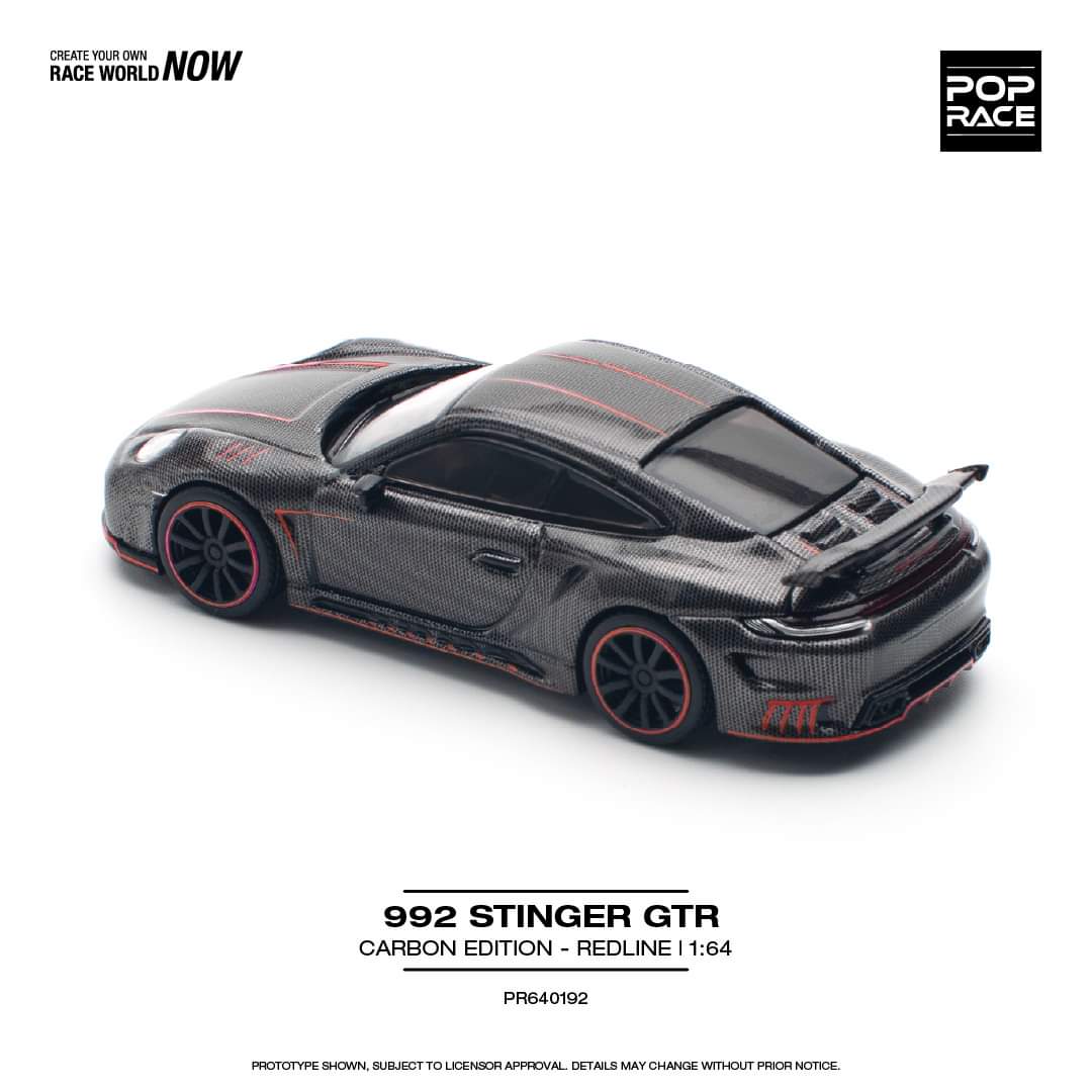 Pop Race 1:64 Scale Porsche 992 STINGER 992 CARBON EDITION (RED LINE)
