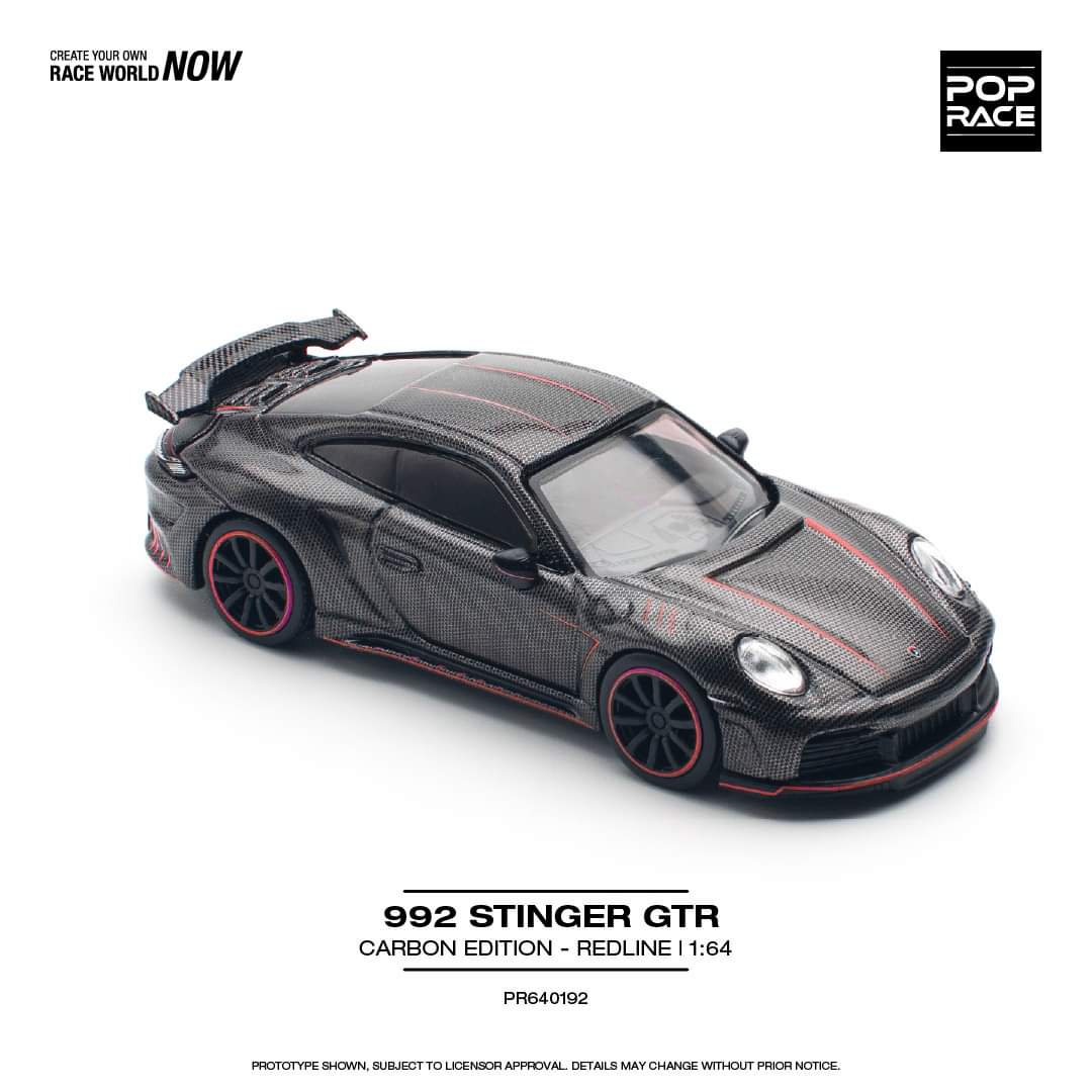 Pop Race 1:64 Scale Porsche 992 STINGER 992 CARBON EDITION (RED LINE)