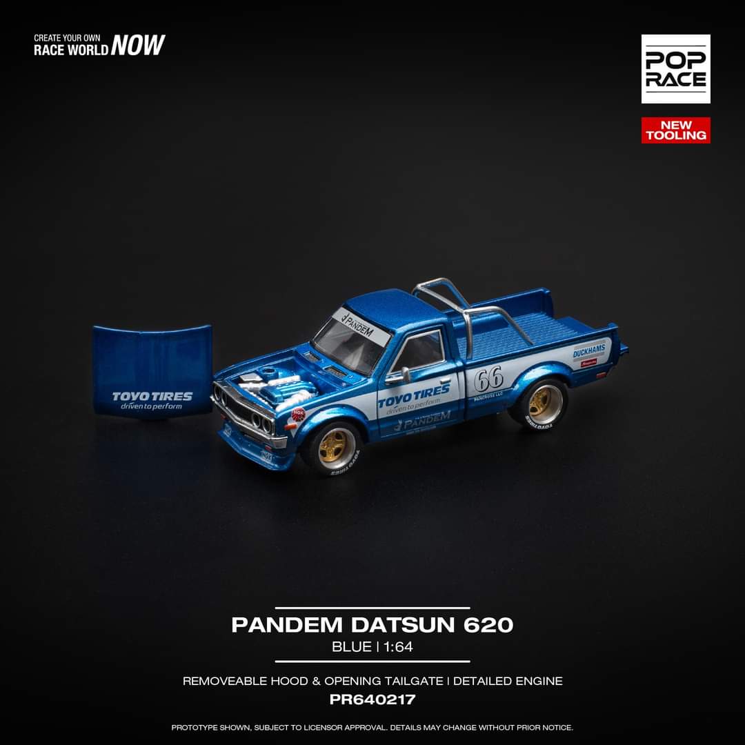 Pop Race 1/64 PANDEM DATSUN 620 BLUE