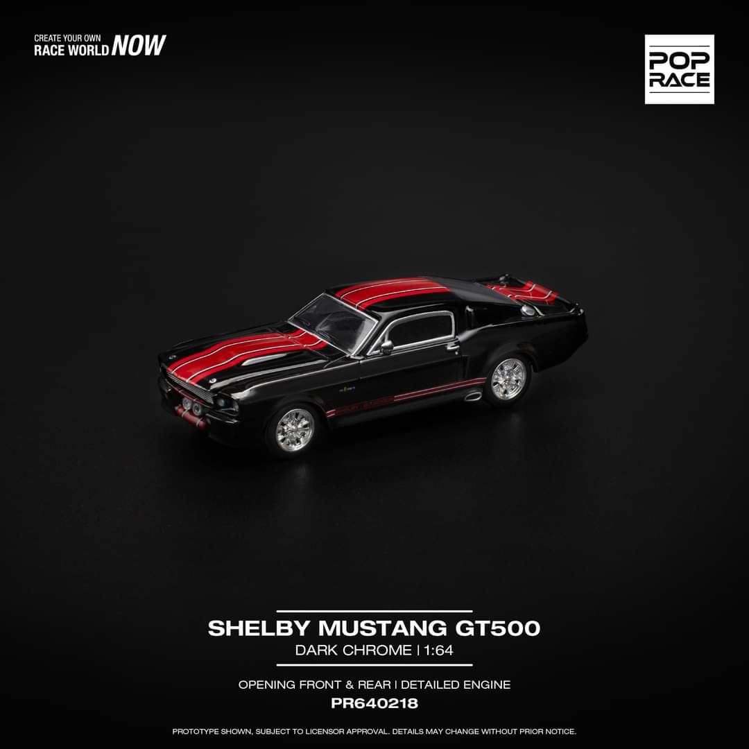 Pop Race 1/64 POPRACE 1/64 SHELBY MUSTANG GT500 DARK CHROME