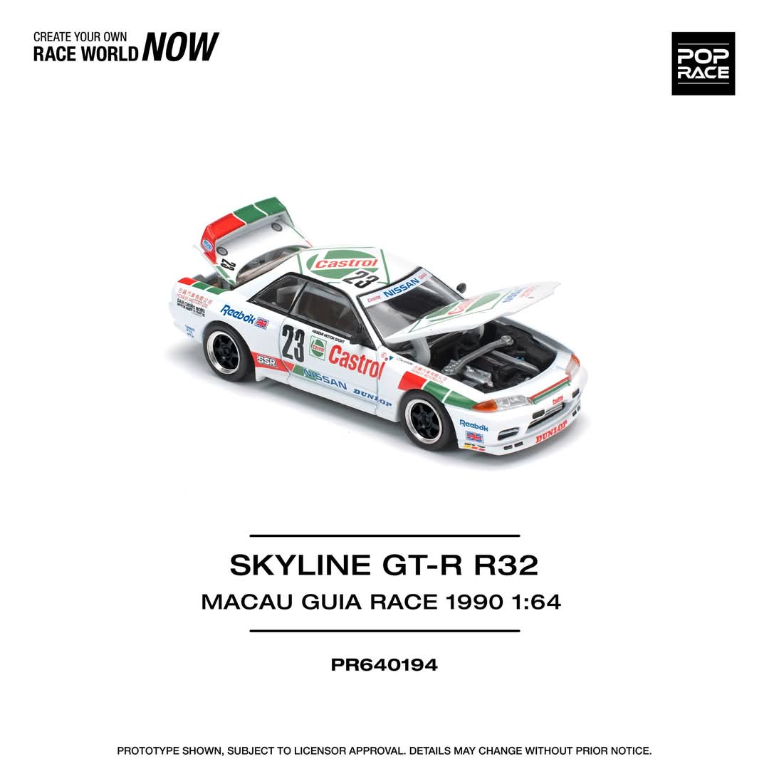 Pop Race 1/64 Nissan Skyline GT-R R32 MACAU GUIA RACE 1990 WINNER