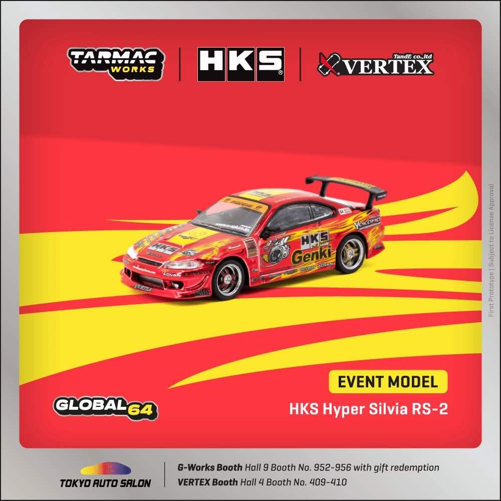 Tarmac Works 1:64 TAS25 HKS Hyper Silvia RS-2 Chrome Red – Mobile