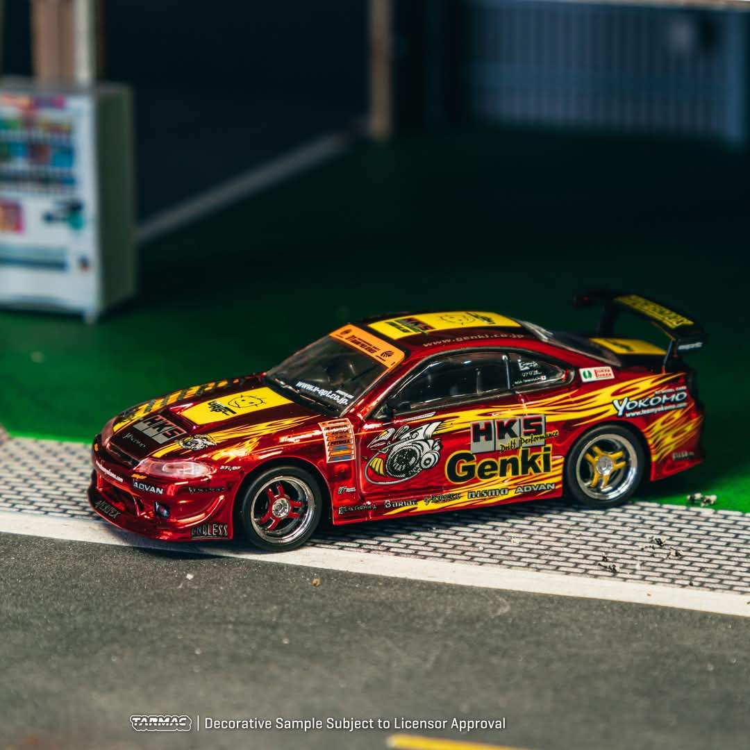 Tarmac Works 1:64 TAS25 HKS Hyper Silvia RS-2 Chrome Red – Mobile