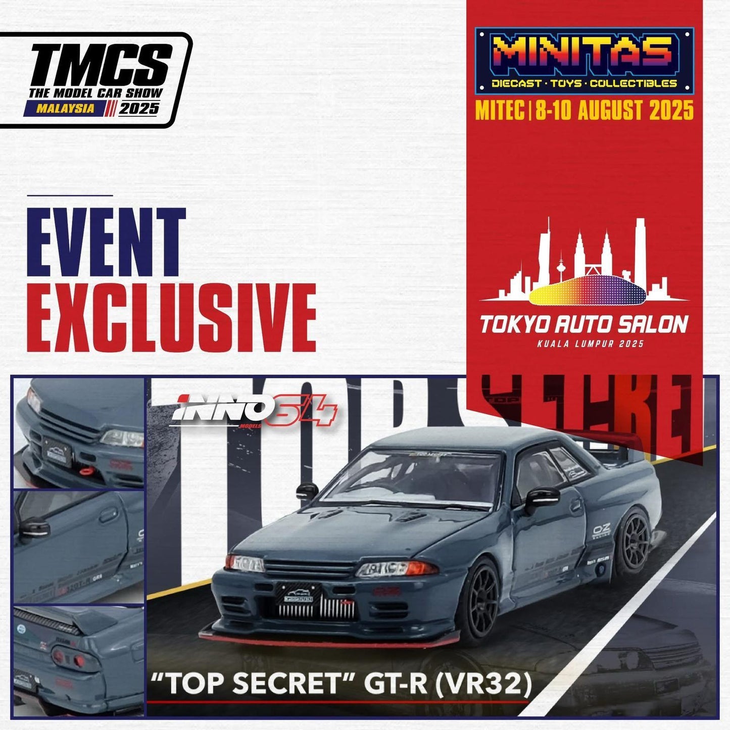 Inno64 1/64 TAS KL 2025 Nissan Skyline VR-32 Top Secret (CHASE CAR RANDOMLY PACKED)