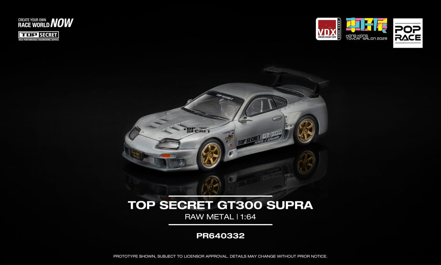 Pop Race x Hong Kong Toycar Salon 2025 Pop Race 1/64 TOP SECRET GT300 SUPRA RAW METAL