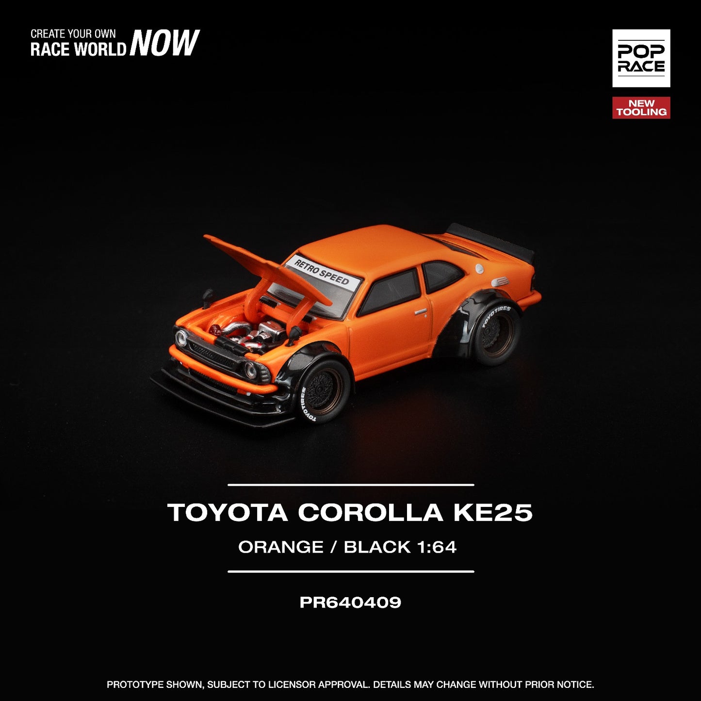 POP RACE 1:64 Scale Toyota Corolla KE25 Orange