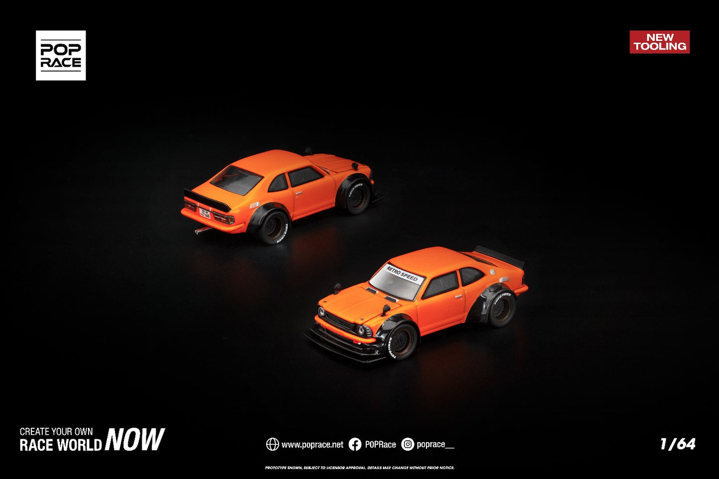 POP RACE 1:64 Scale Toyota Corolla KE25 Orange