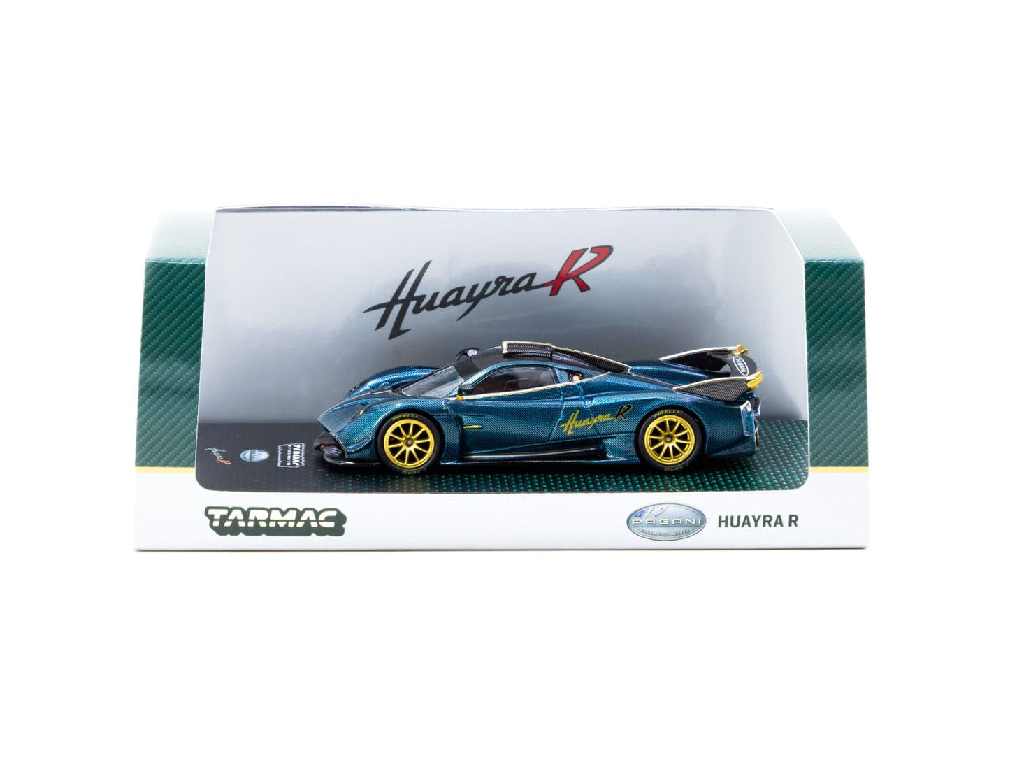 Tarmac Works Broadway car show EXCLUSIVE  1:64 Scale Pagani Huayra R Turquoise Carbon Fiber