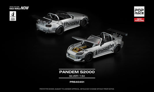 Pop Race 1:64 Scale Pandem Honda S2000 Silver