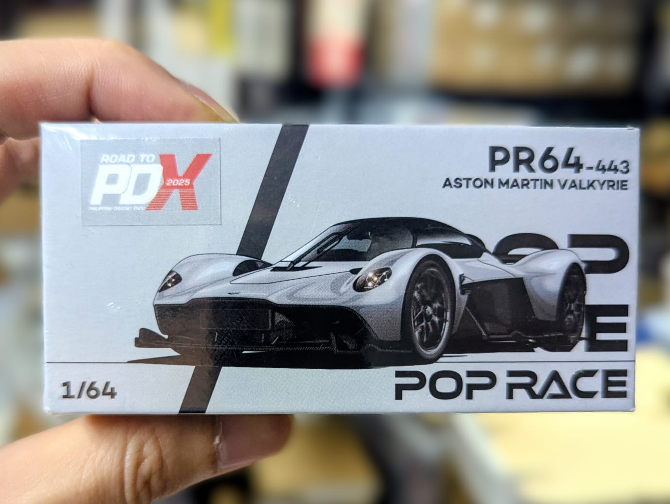 Pop Race 1:64 Scale x PDX 2025 Dinner Exclusive Aston Martin Valkyrie Silver