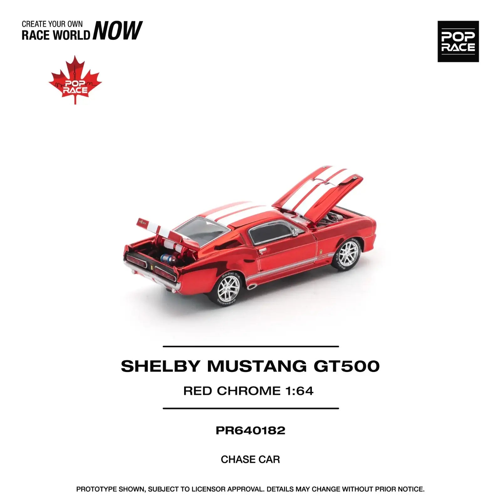 POP RACE 1/64 Shelby Mustang GT500 チェイス Pop Race 1:64 Shelby Mustang GT500 Red Diecast Model - Pre-Order