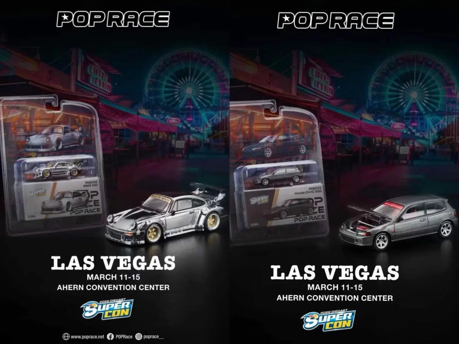Pop Race 1:64 Scale Las Vegas Event Exclusive Honda Civic EG6 / RWB RWB+EG6