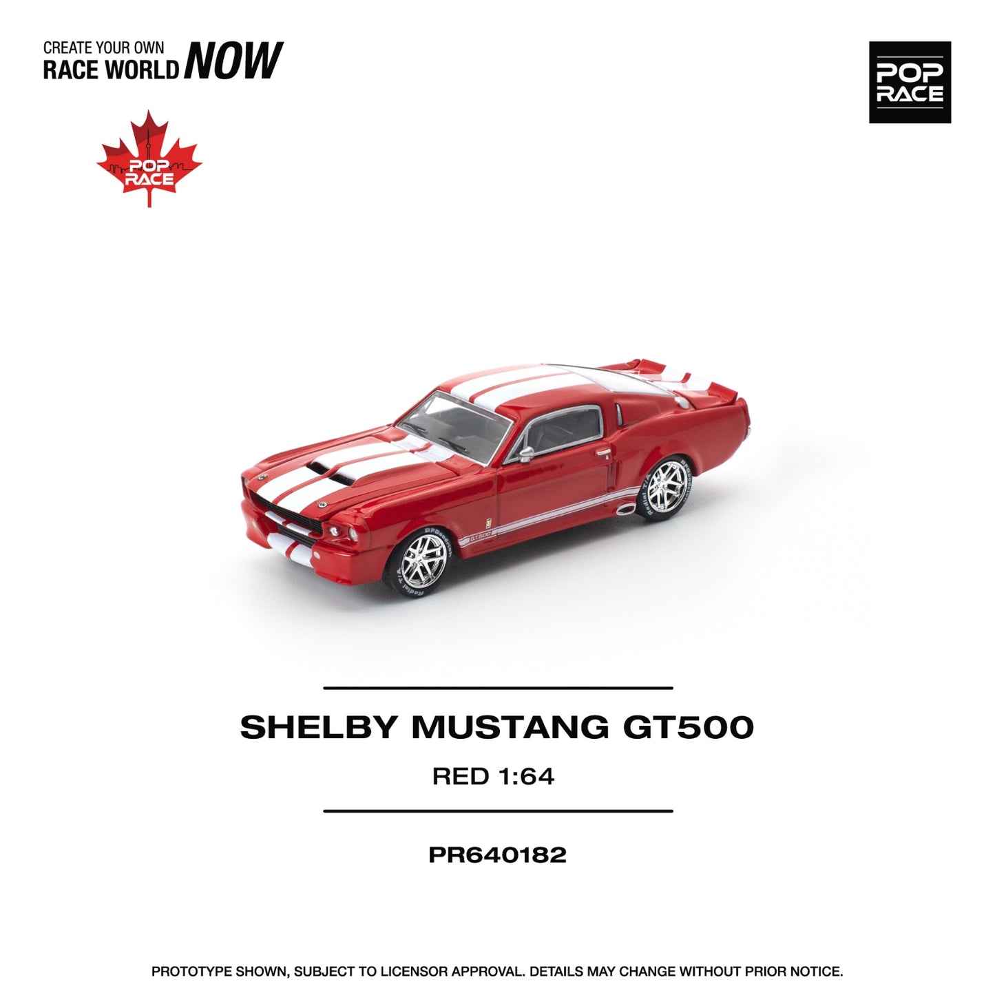 Pop Race 1:64 Scale Shelby Mustang GT500 Red Canada Exclusive