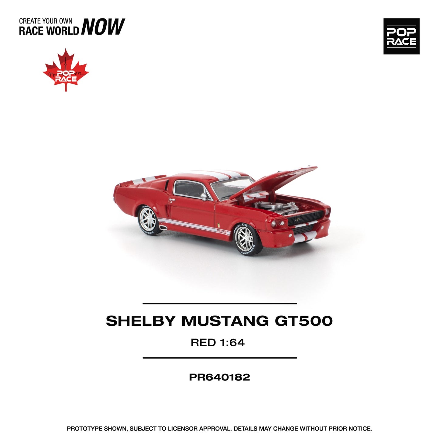 Pop Race 1:64 Scale Shelby Mustang GT500 Red Canada Exclusive