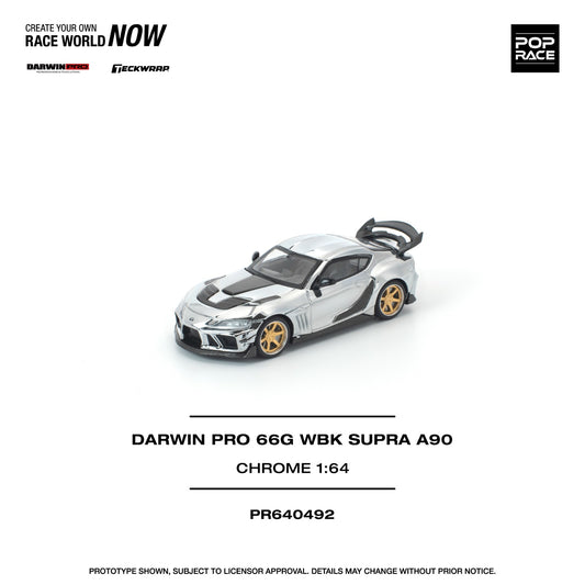 Pop Race 1:64 Scale Darwin Pro 66G WBK Supra A90 Chrome