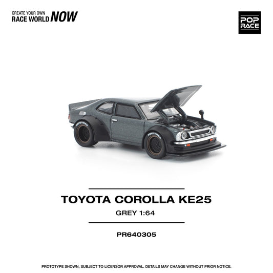Pop Race 1:64 Scale Toyota Corolla KE25 Matte Grey